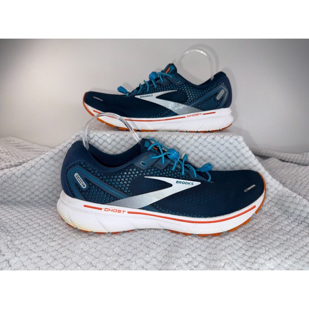 Brook's Men's Ghost 14 Running Shoes, blue and orange, size 11